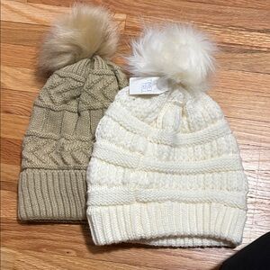 Two girls winter hats